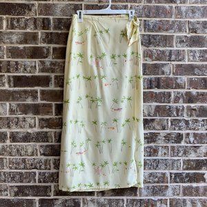 Women's Wrap Skirt Cover Up Yellow Beach Print